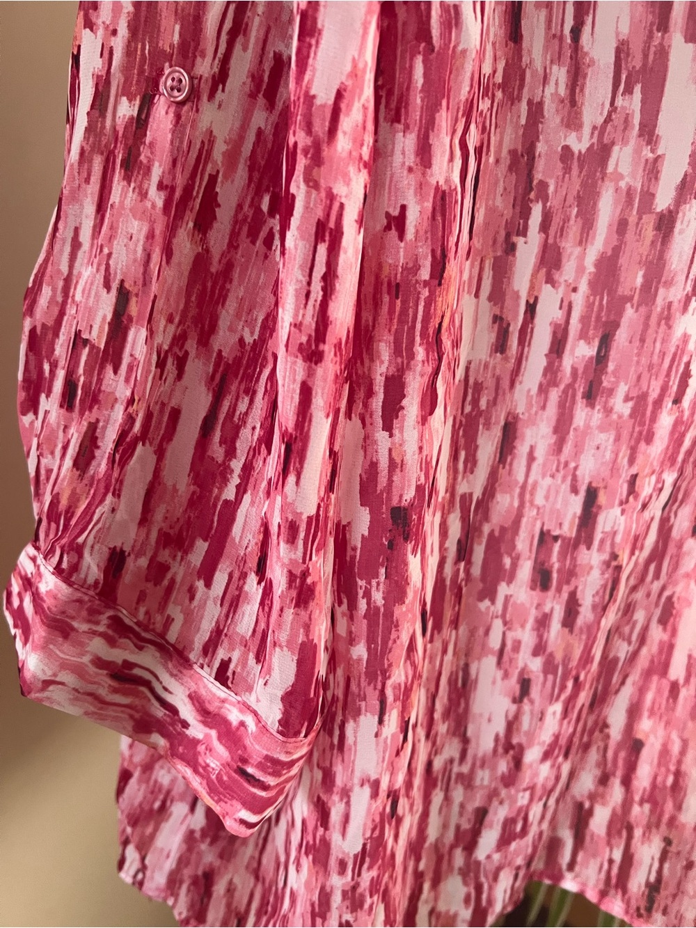 George Pink Abstract Print Split-Neck blouse - Picture 3 of 9